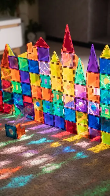 A tall build of mideer magnetic tiles