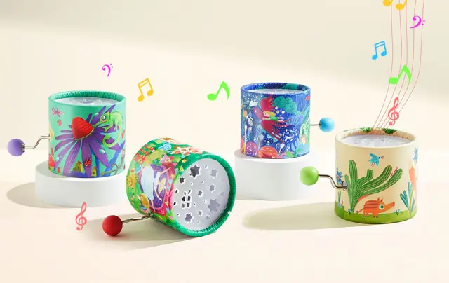 Illustrated mideer hand-crank music boxes
